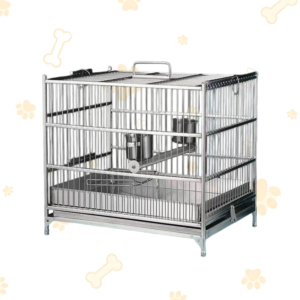 3Stainless Steel Large Bird Cage – Double Tray & Pull-Up Door Design for Myna, Thrush, Parrot & More