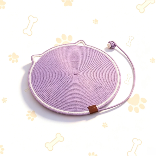 Cotton Linen Woven Round Cat Mat – Breathable, Anti-Scratch Pet Bed with Chew Rope Toy Cotton Linen Woven Round Cat Mat – Breathable, Anti-Scratch Pet Bed with Chew Rope Toy