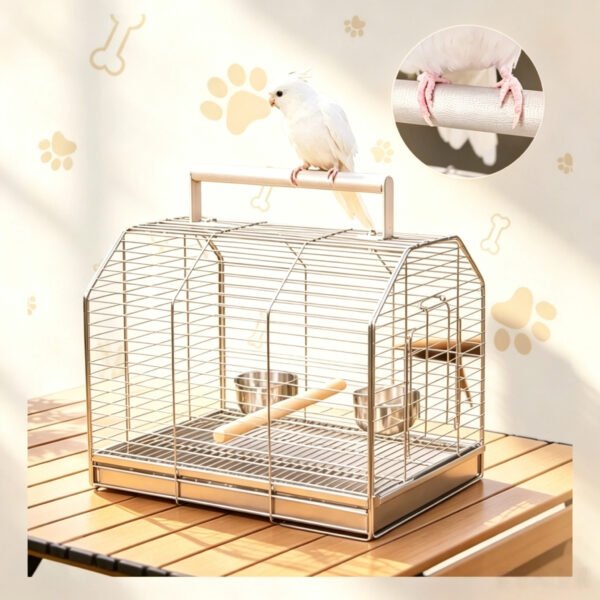 Stainless Steel Parrot Travel Carrier – Lightweight, Easy Climb, No Assembly Required