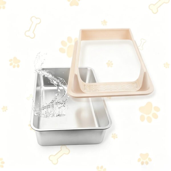 Stainless Steel Cat Litter Box, Anti-Splash, Easy Clean Stainless Steel Cat Litter Box with Anti-Splash Design |Durable & Easy Clean