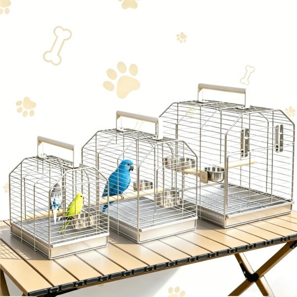 Stainless Steel Parrot Carrier, Outdoor Travel Cage