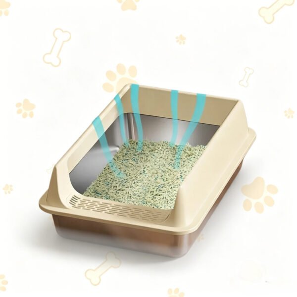 Stainless Steel Cat Litter Box, Anti-Splash, Easy Clean Stainless Steel Cat Litter Box with Anti-Splash Design |Durable & Easy Clean