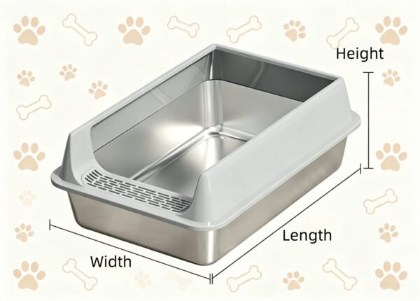 Stainless Steel Cat Litter Box, Anti-Splash, Easy Clean Stainless Steel Cat Litter Box with Anti-Splash Design |Durable & Easy Clean