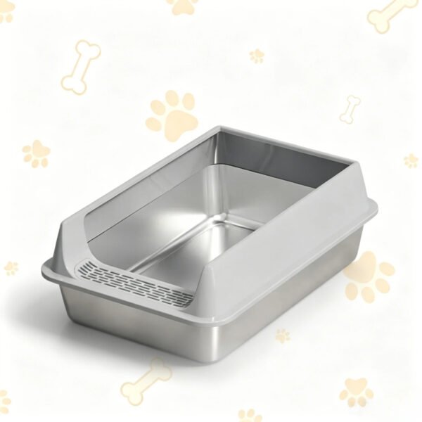 Stainless Steel Cat Litter Box, Anti-Splash, Easy Clean Stainless Steel Cat Litter Box with Anti-Splash Design |Durable & Easy Clean