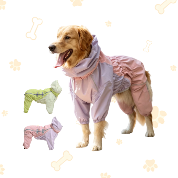 Stormproof Full Body Dog Raincoat | Reflective Adjustable Four Leg Outdoor Dog Jacket